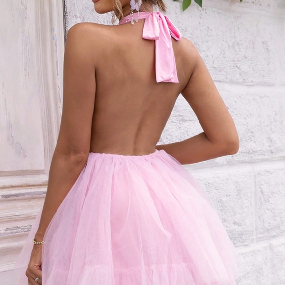 Ethereal Enchantment Halter Mesh Mini - Pink - Picture 5 of 7